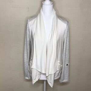 Dolan Anthropologie Sz M Drape Front Soft Cardigan Jacket Roll Tab Snap Sleeves
